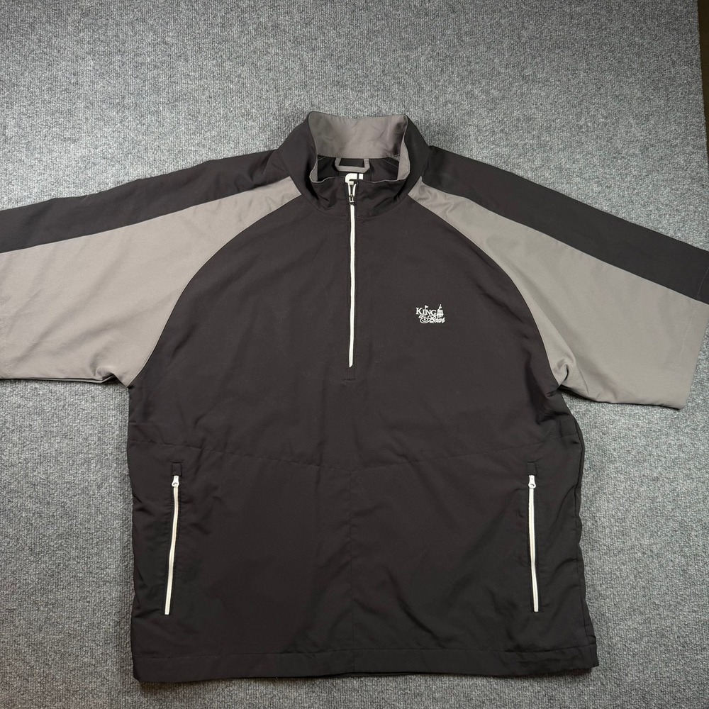 FootJoy Windbreaker Mens 2XL Black Grey King & Bear Half Zip Short Sleeve Jacket